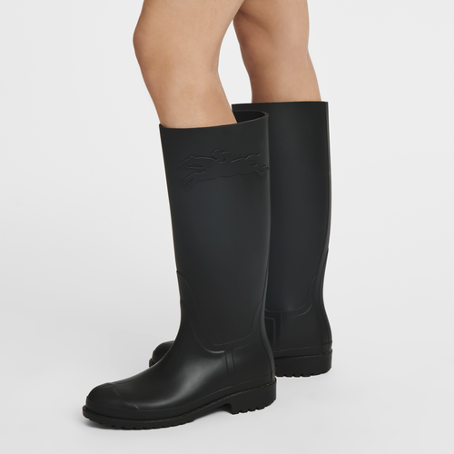 Bottes plates Cheval Longchamp , PVC - Noir - Vue 2 de 3