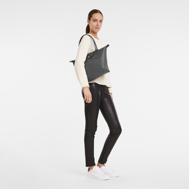 Le Pliage Green M Tote bag Graphite - Recycled canvas