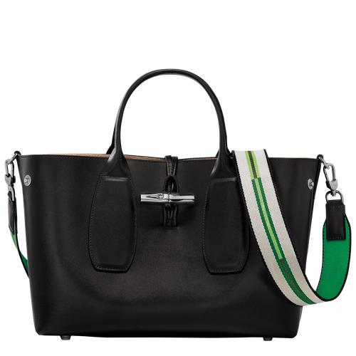 Roseau M Handbag , Black - Leather - View 5 of  7