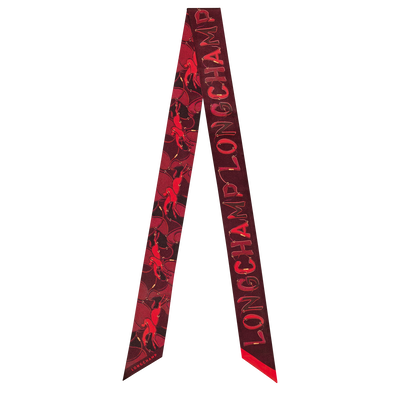 Longchamp 駿馬奔騰 束髮帶 , 酒紅色 - 真絲