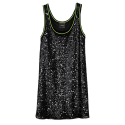 Short dress , Black - Sequin