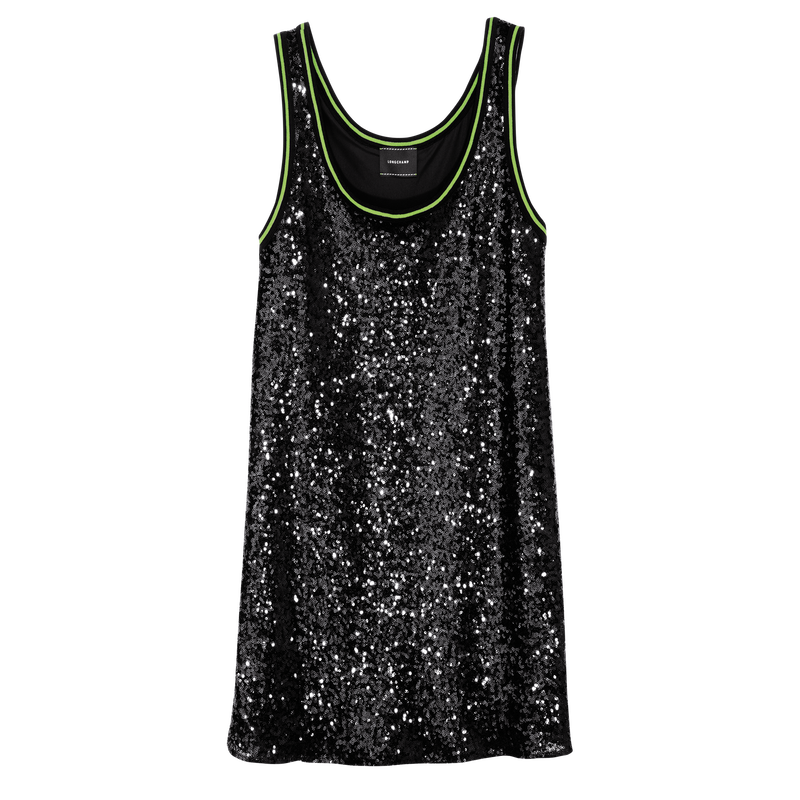 Korte jurk , Zwart - Glitter  - Weergave 1 van  3
