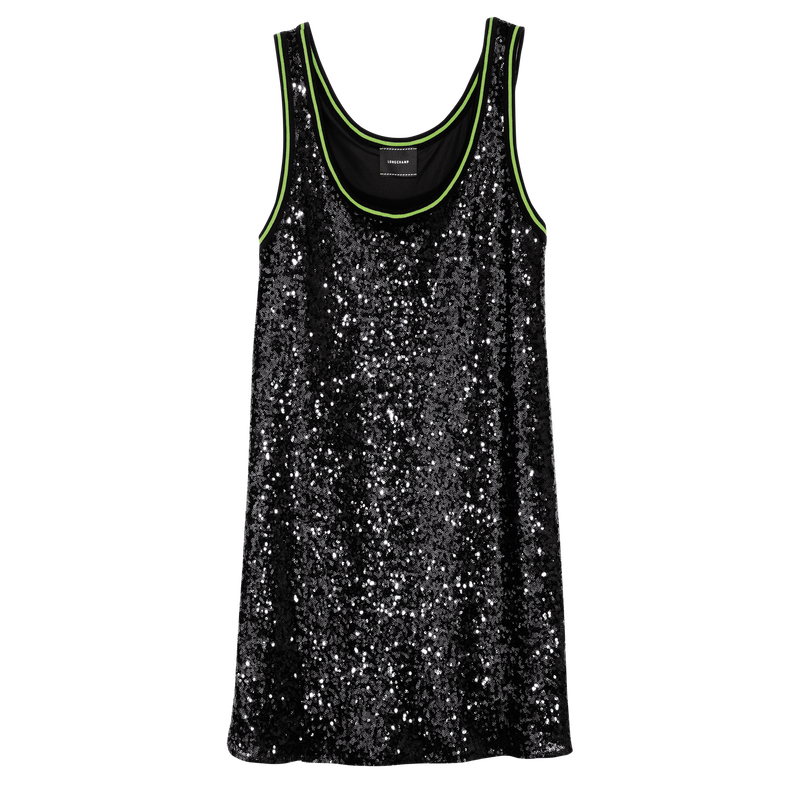 Korte jurk , Zwart - Glitter  - Weergave 1 van  3