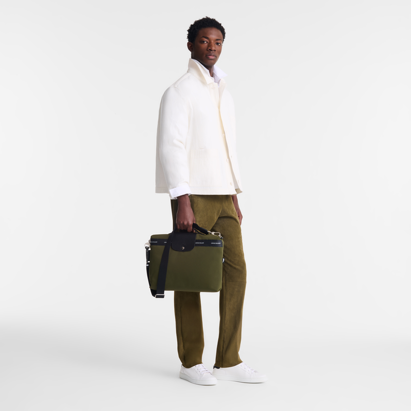Le Pliage Energy Briefcase , Khaki - Canvas  - View 2 of 6
