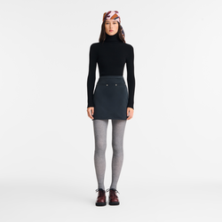 Skirt , Black - Techno satin