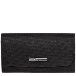 Le Roseau Cartera continental grande , Cuero - Negro