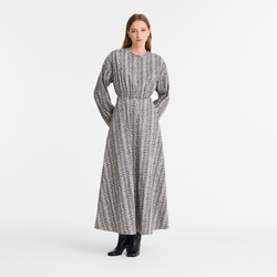Dress , Grey - Printed poplin