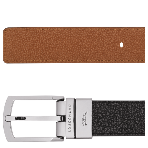 Le Foulonné Men's belt , Black/Caramel - Leather - View 2 of  4
