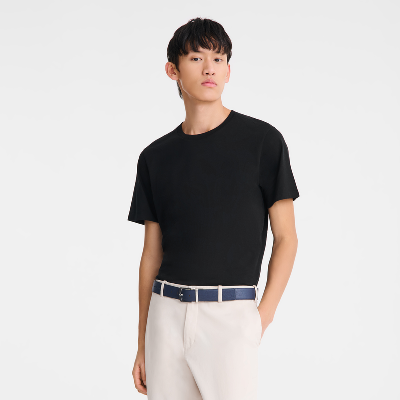 Le Foulonn&eacute; Men's belt , Navy/Black - Leather  - View 3 of  4