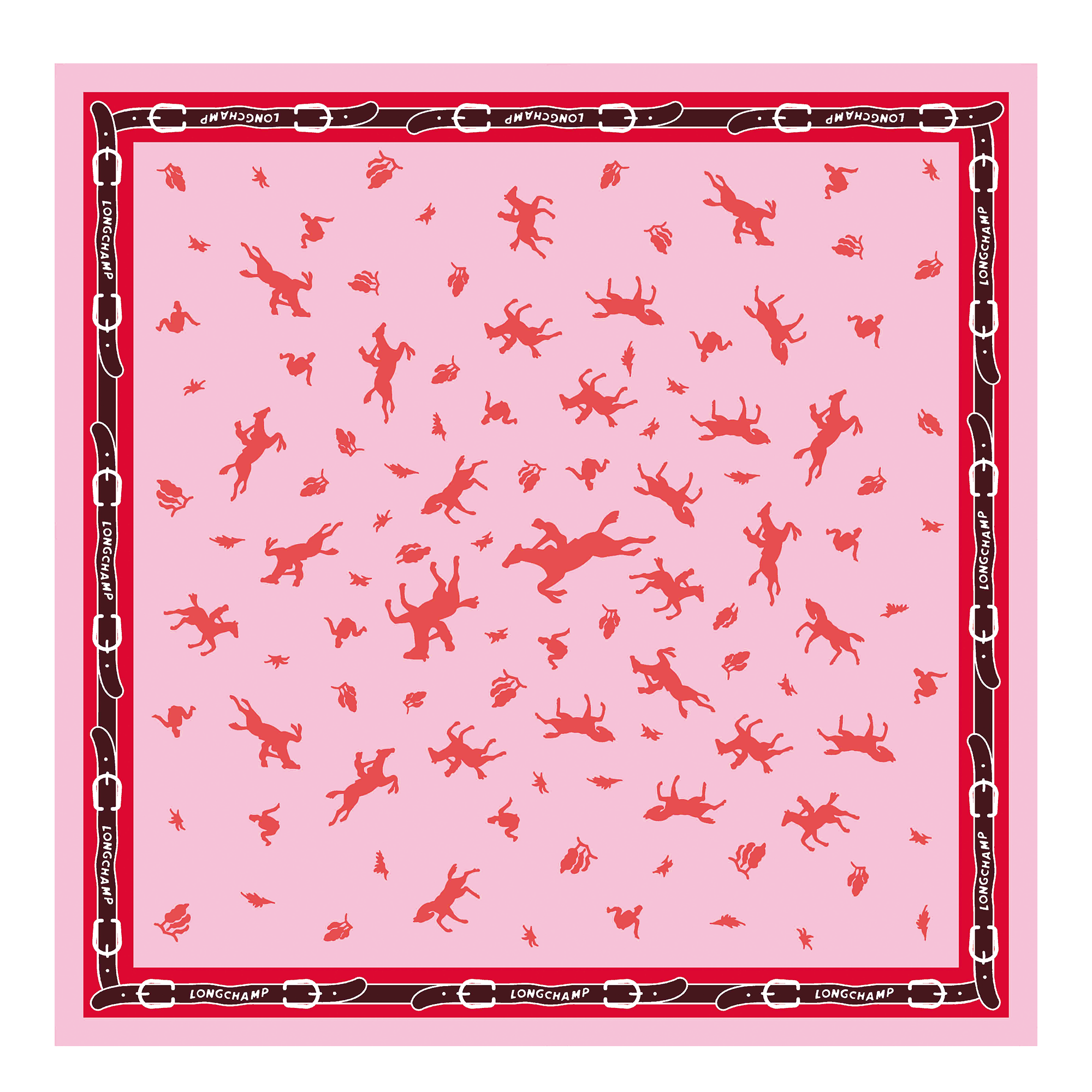 Longchamp 80's Silk scarf 50, Pink/Orange