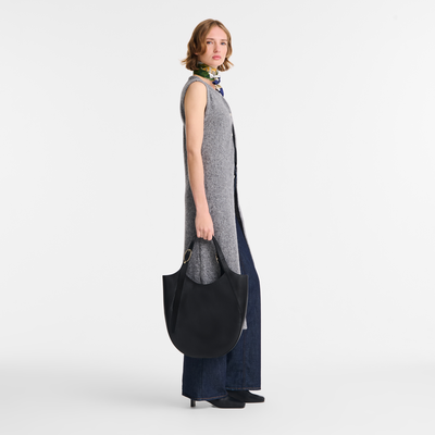 Shopping bag XL Le Foulonn&eacute; , Pelle - Nero