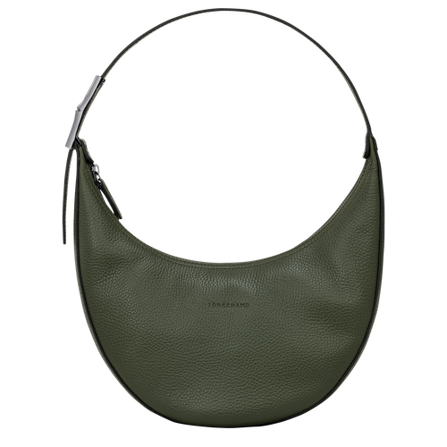 Roseau Essential M Hobo bag Khaki Leather Longchamp CA