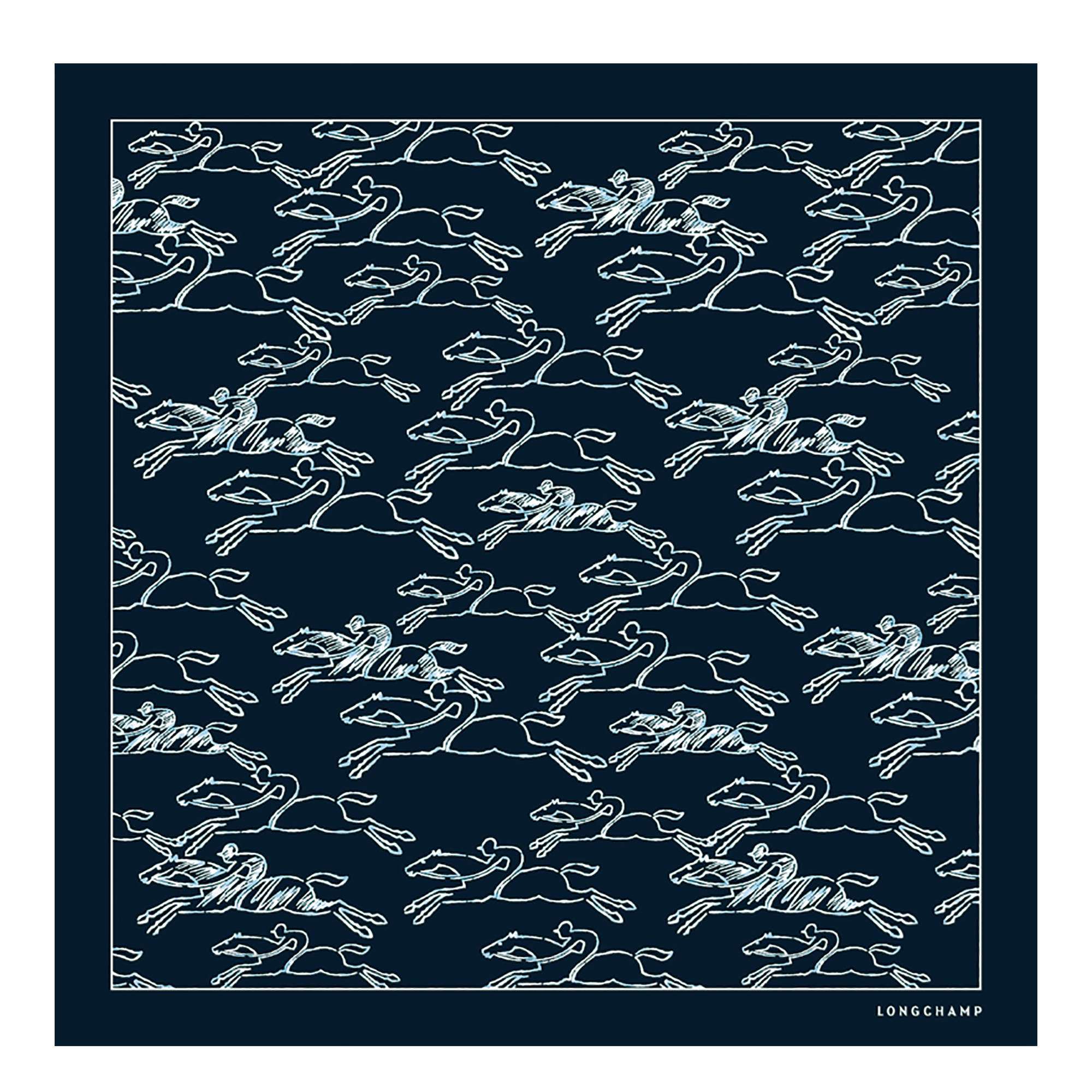 Gallop 丹寧 絲質圍巾 50, 海軍藍