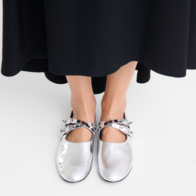Ballerines Le Foulonn&eacute; , Cuir - Argent