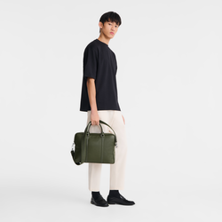 Le Foulonné XS Briefcase , Khaki - Leather