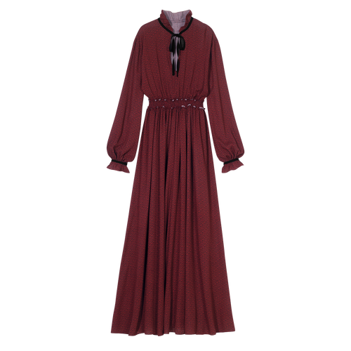 Lange jurk, C09 Zwart/steenrood Lange jurk, C09 Zwart/steenrood, hi-res