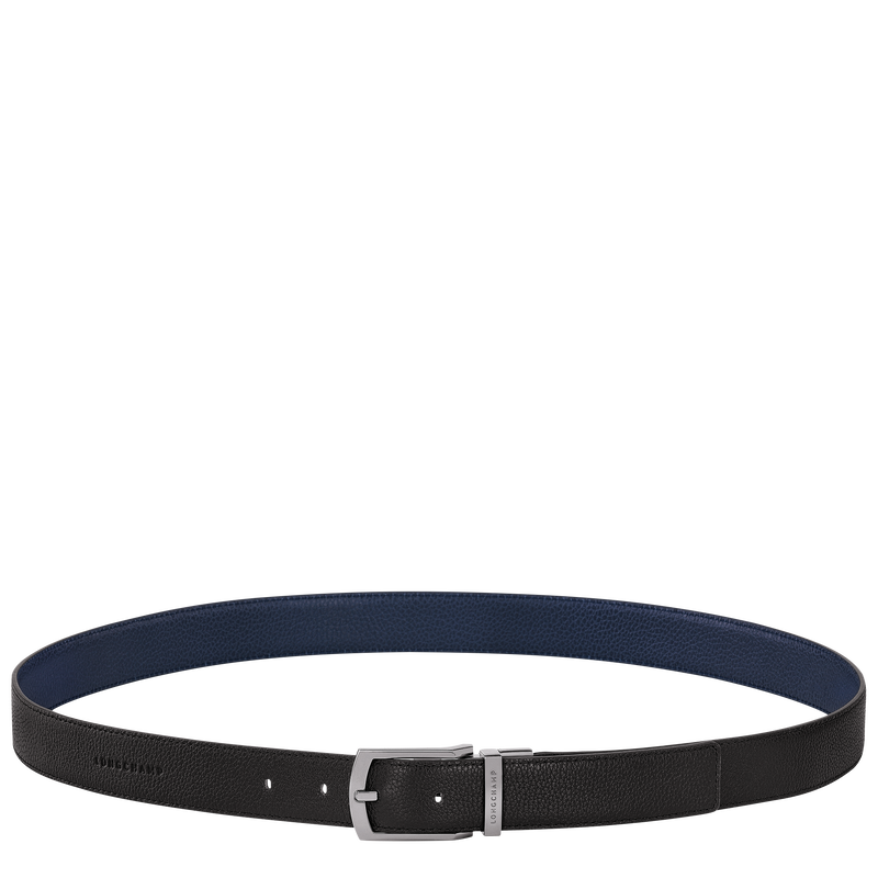 Le Foulonné Men's belt , Black/Navy - Leather  - View 1 of  4