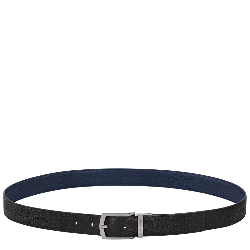 Le Foulonné Men's belt , Black/Navy - Leather  - View 1 of  4