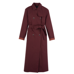 Trench coat , Burgundy - Water-repellent technical canvas