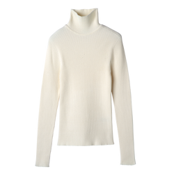 Taillierter Pullover mit hohem Kragen , Strick - Ecru