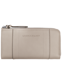 Longchamp 3D 系列 拉鏈錢包 , 土褐色 - 皮革