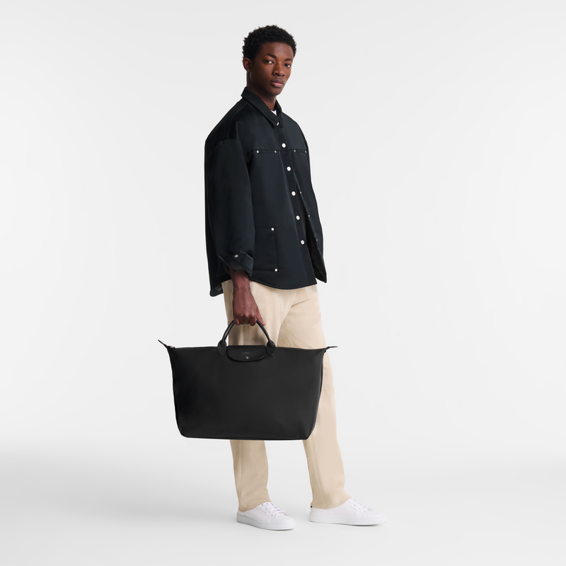 Saco de viagem L Le Pliage Xtra , Pele - Preto  - Vista 2 de  6