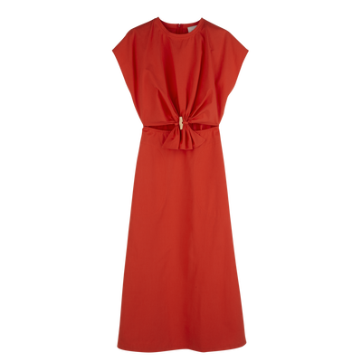 Dress , Red - Popelin