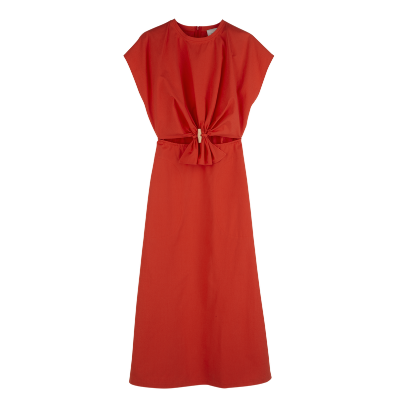 Vestido , Popelina - Vermelho  - Vista 1 de  4