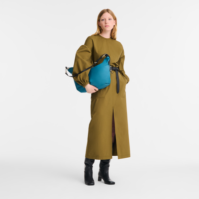 Schultertasche M Le Slouchy , Canvas - Pfauenblau