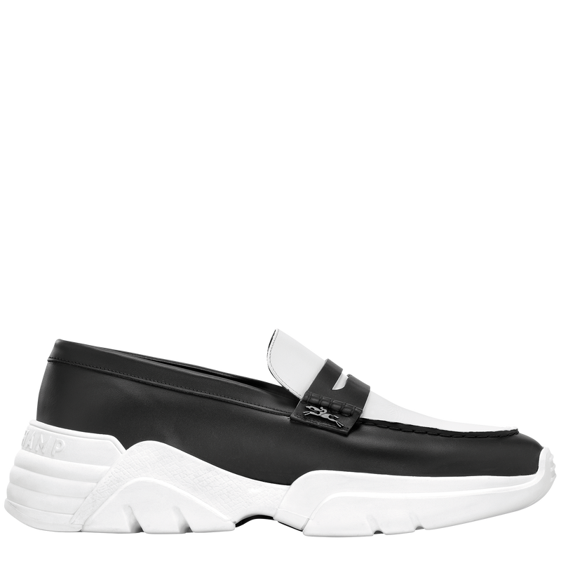 Mocassins Au Sultan , Cuir - Noir/Blanc  - Vue 1 de 3