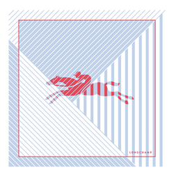 Marinière Longchamp Silk scarf 50 , Sky Blue/Red - OTHER