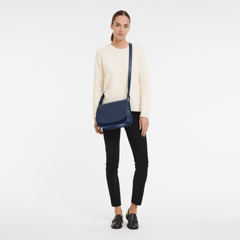 Le Foulonné M Crossbody bag Navy Leather Longchamp US