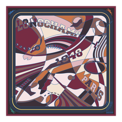 Longchamp League Silk scarf 90 , Burgundy - OTHER