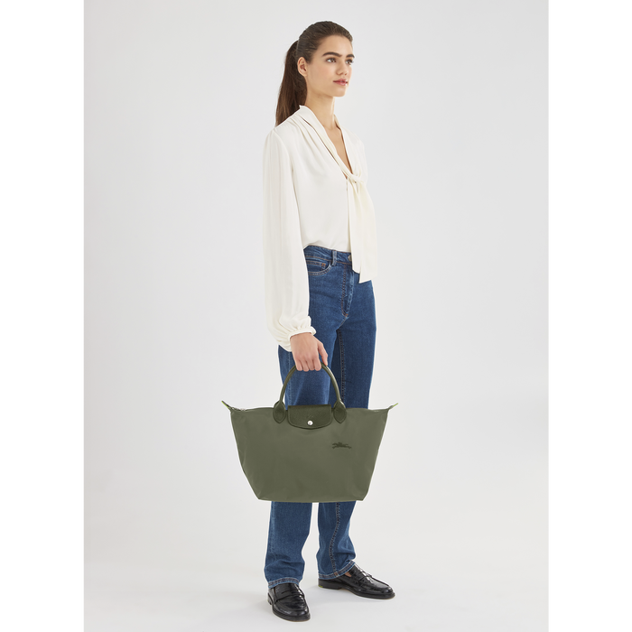 Le Pliage Green Top handle bag M, Forest