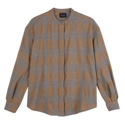 Shirt , Camel/Grey - Jacquard wool