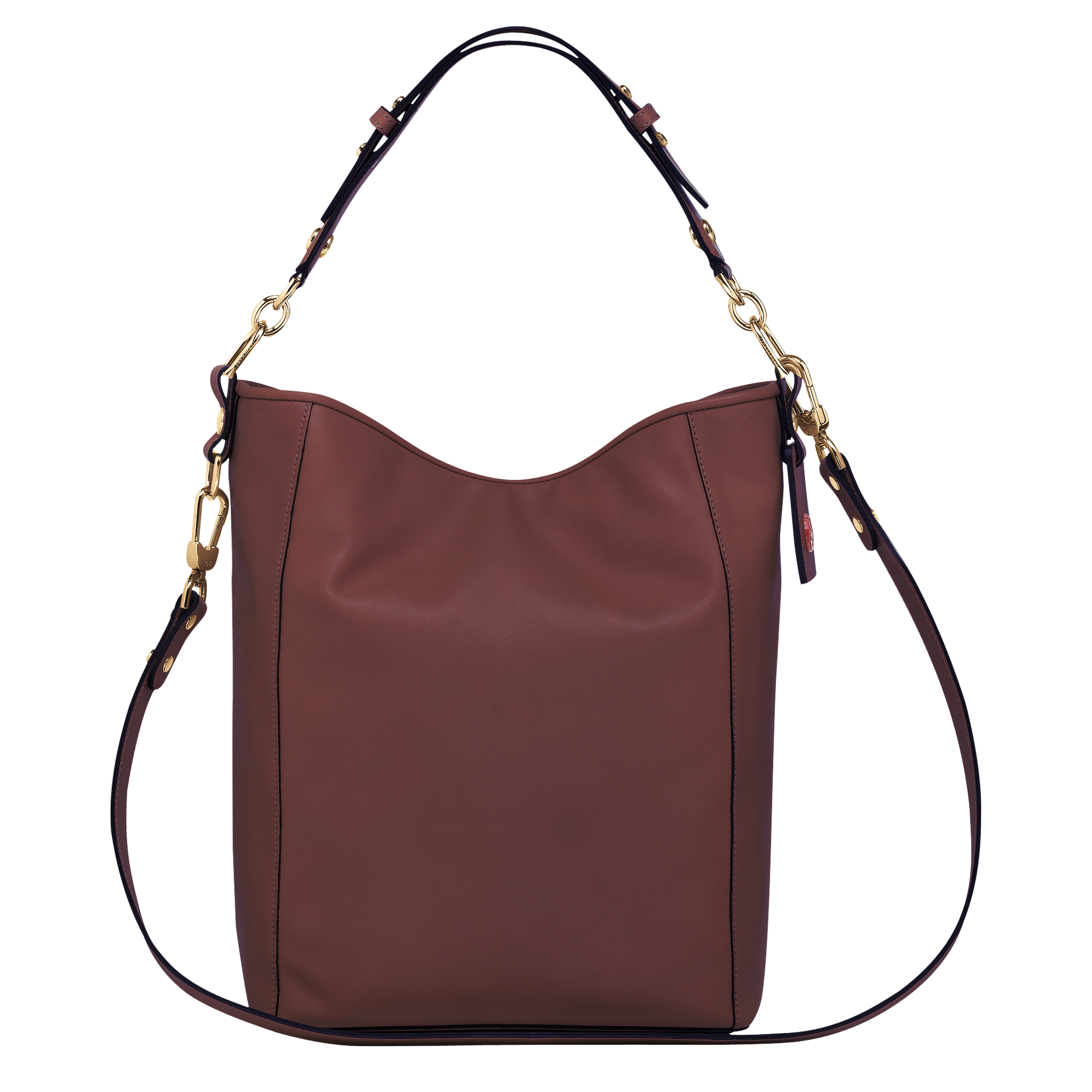 burgundy leather bucket bag