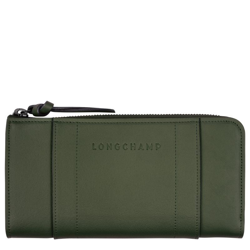 ロンシャン 3D ジップラウンドウォレット , カーキ - レザー  - ビュー 1: 3