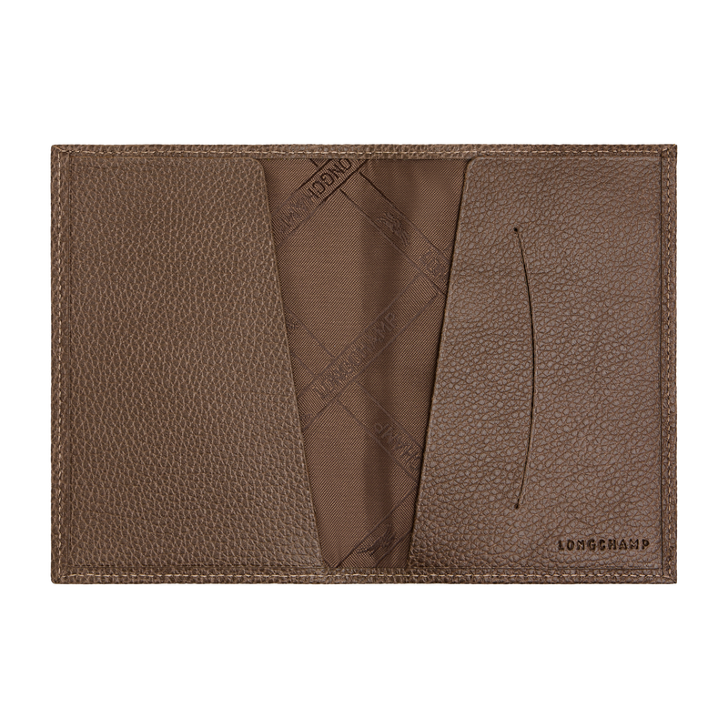 Le Foulonn&eacute; Passport cover , Taupe - Leather  - View 3 of 3