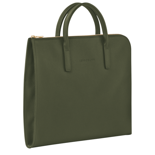 Le Foulonné S Briefcase , Khaki - Leather - View 3 of 4