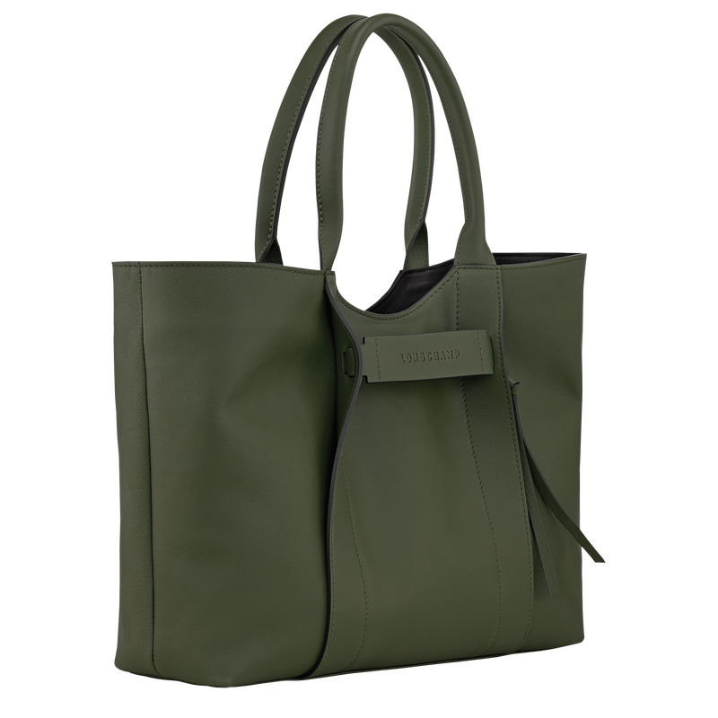 Shopper L Longchamp 3D , Leder - Khaki  - Ansicht 3 von 5