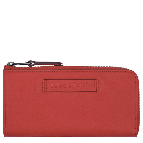 Longchamp 3D Wallet with zip around, Terracotta