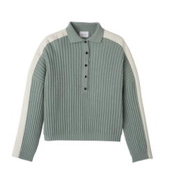 Polo collar jumper , Celadon - Knit