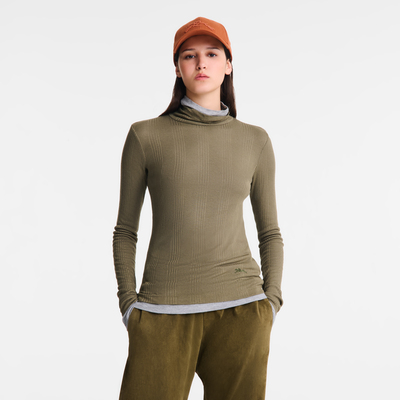 null Thin turtleneck sweater, Khaki