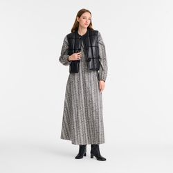 Sleeveless cardigan , Black - Leather