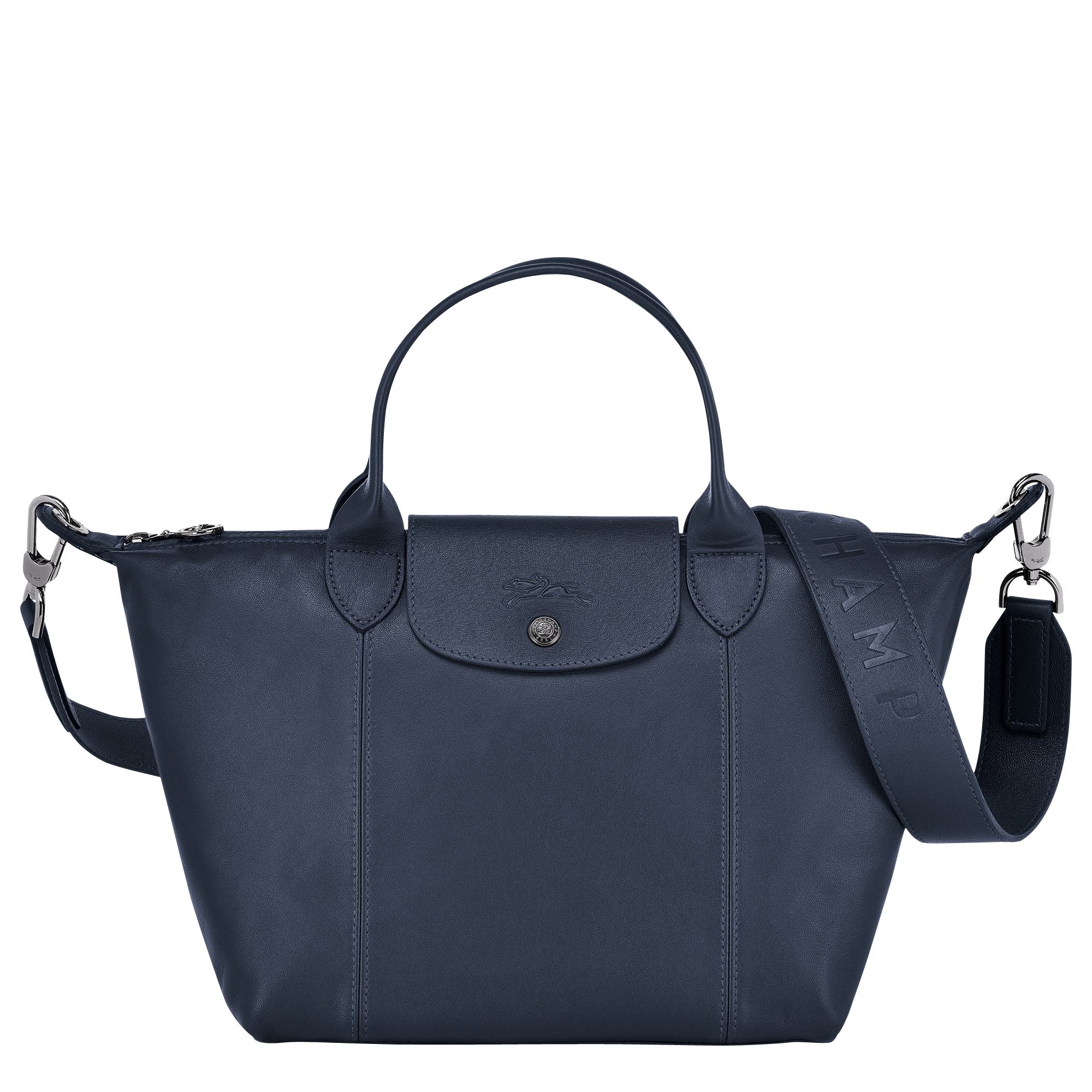 longchamp navy leather bag