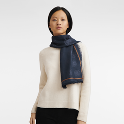 Châle La Médaille Longchamp , Coton mélangé - Navy