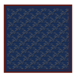 Chevaux recto verso Silk scarf 70 , Plum/Navy - Silk