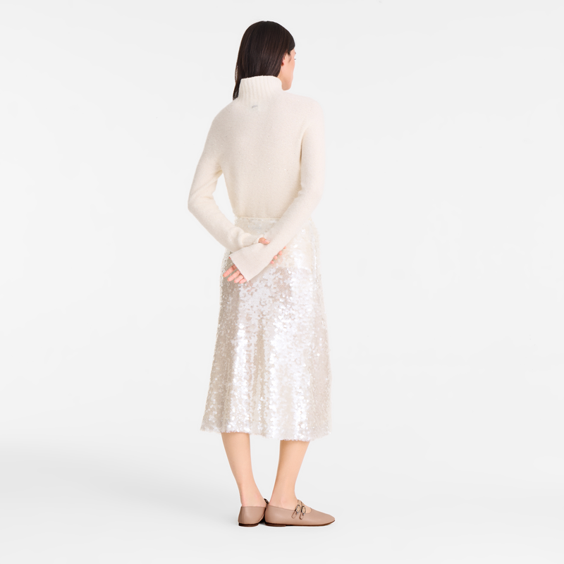 Midi skirt , Ivory - Sequin  - View 3 of  5