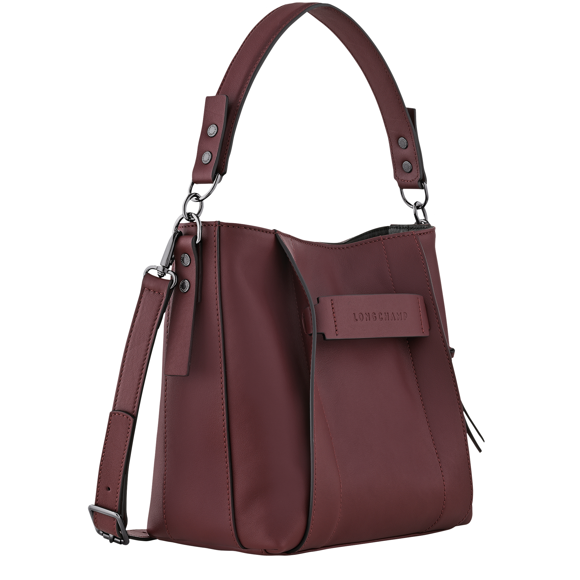 Longchamp 3D 斜背袋 S, 酒紅色