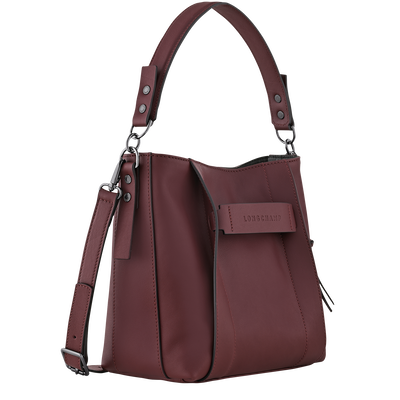 Longchamp 3D 斜背袋 S, 酒紅色
